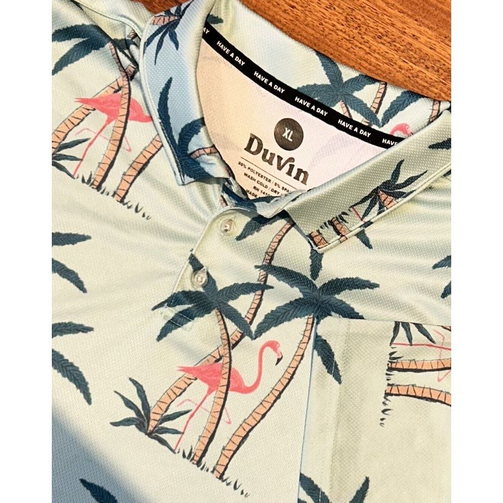 Duvin Design Polo‎ Shirt Mens XL Golf Performance Hawaiian Tropical Floral